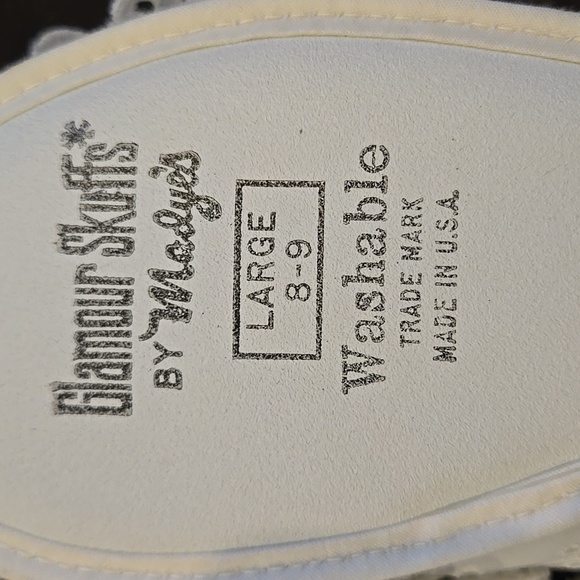 Vintage 1950/1960's White Lace/Cotton Slippers Sz Large 8-9 NWOT - Picture 4 of 5